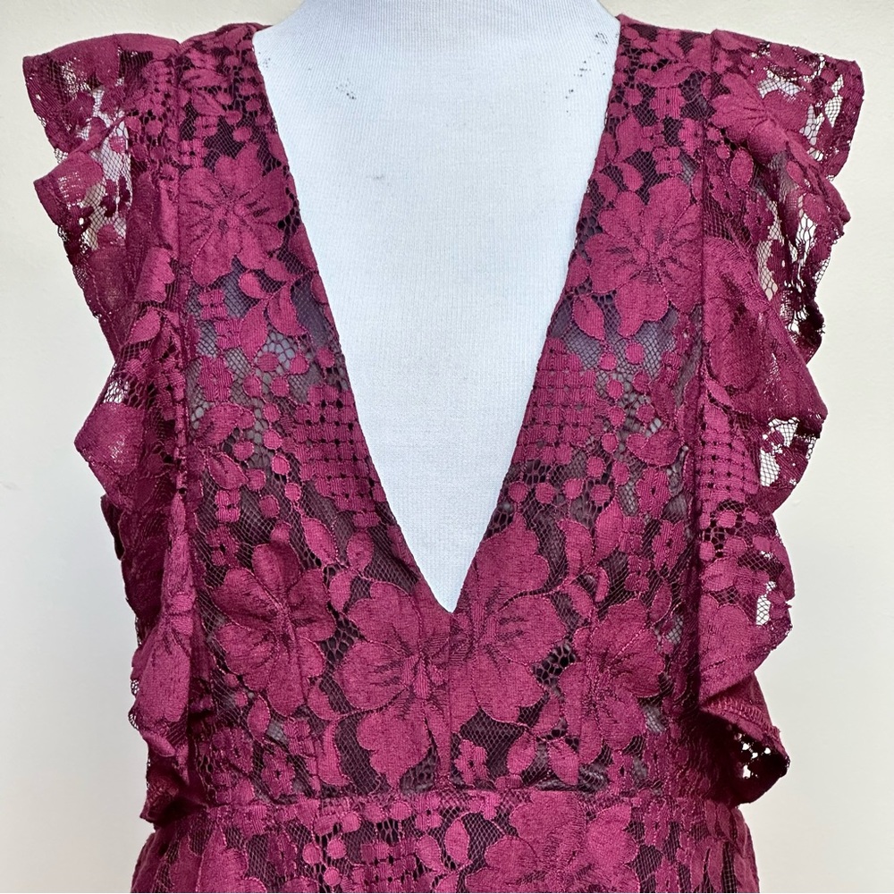 Lulu's Burgundy Lace Tiered Maxi Dress - Picture 7 of 14